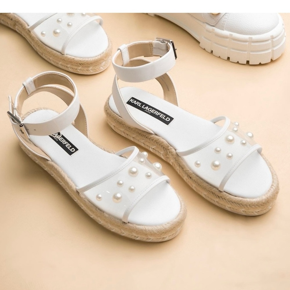 Like new Karl Lagerfeld Platform Sandals with Pearls SIZE 8